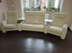 Stressless Arion Leder Beige mit Doppelhocker